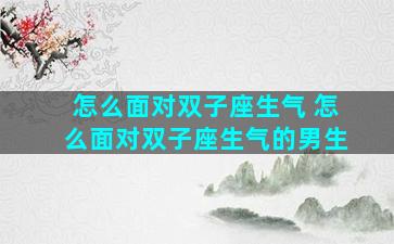 怎么面对双子座生气 怎么面对双子座生气的男生